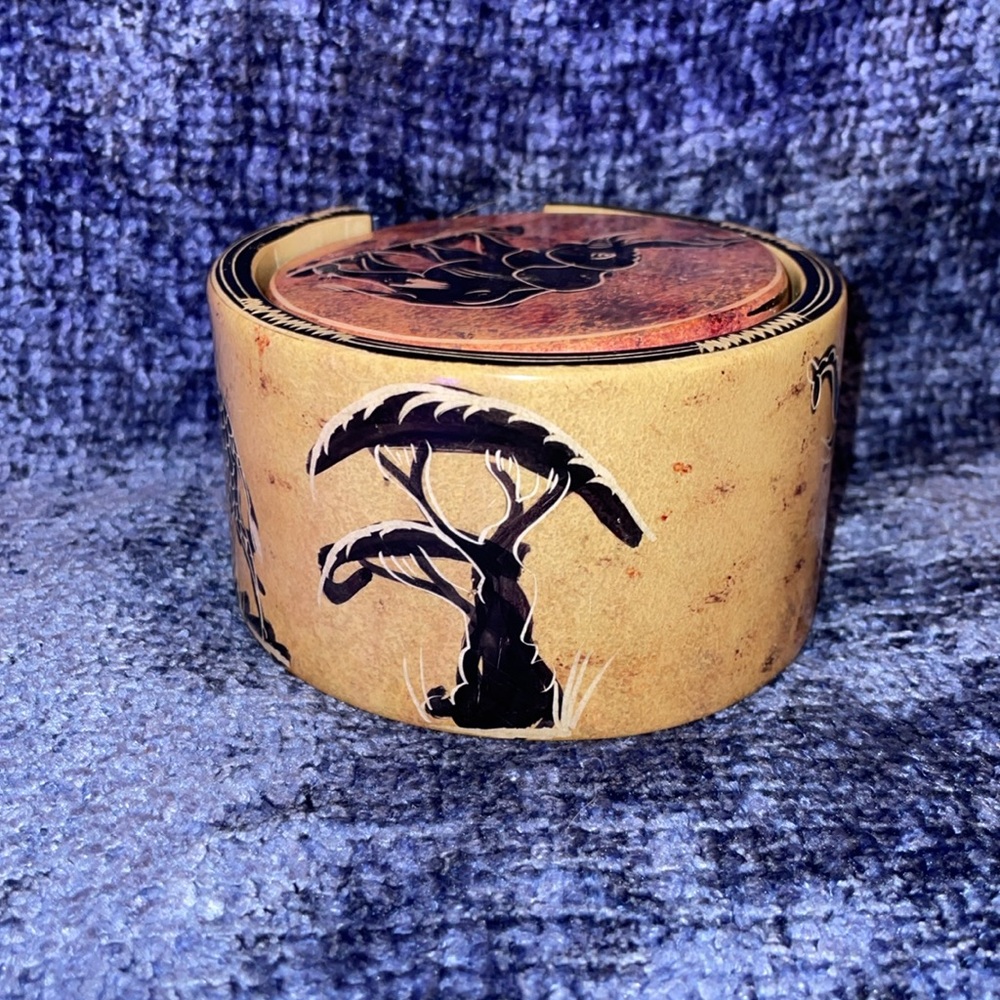 Set of 6 Animal Design Coaster Set.  Ceramic.  3” diameter. - Picture 3 of 6